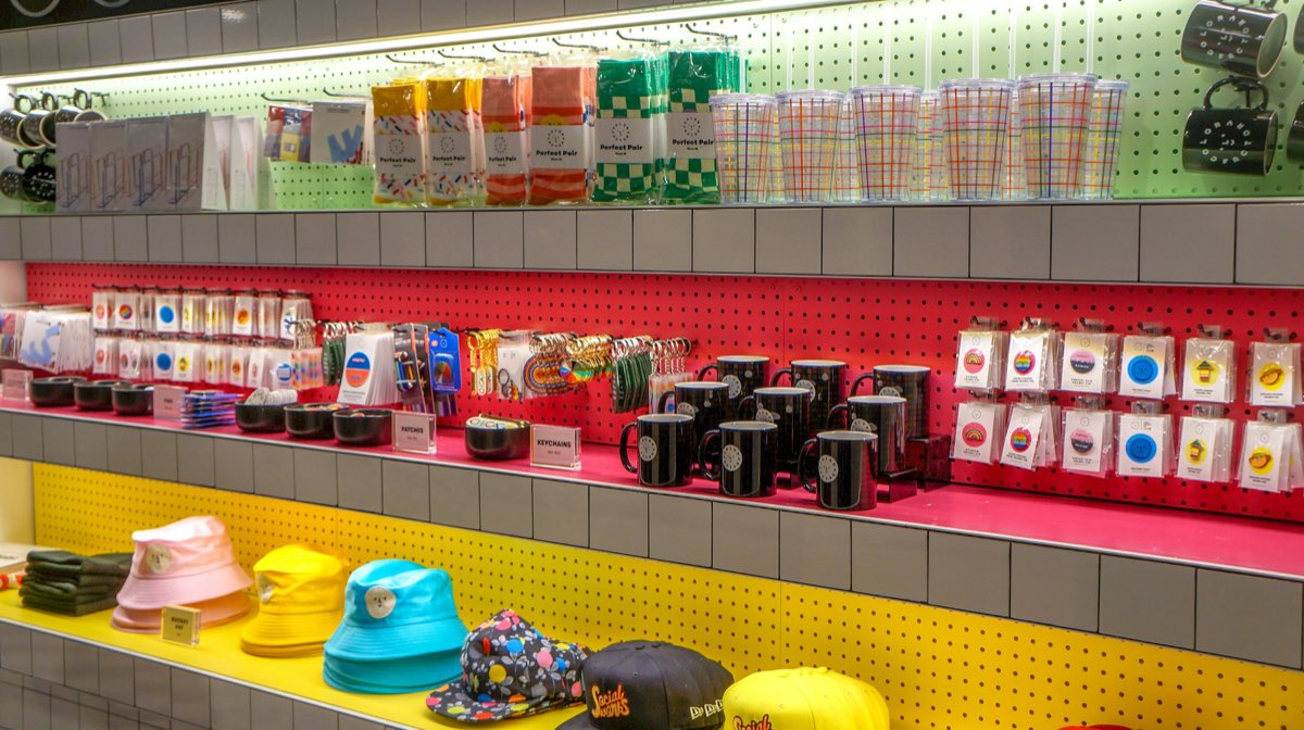 Retail shelves stocked with consumer goods